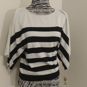 NWT INC Silver & Black Dolman Knit Top